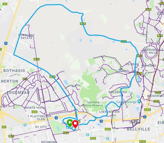 Route map — Tygerberg 30km