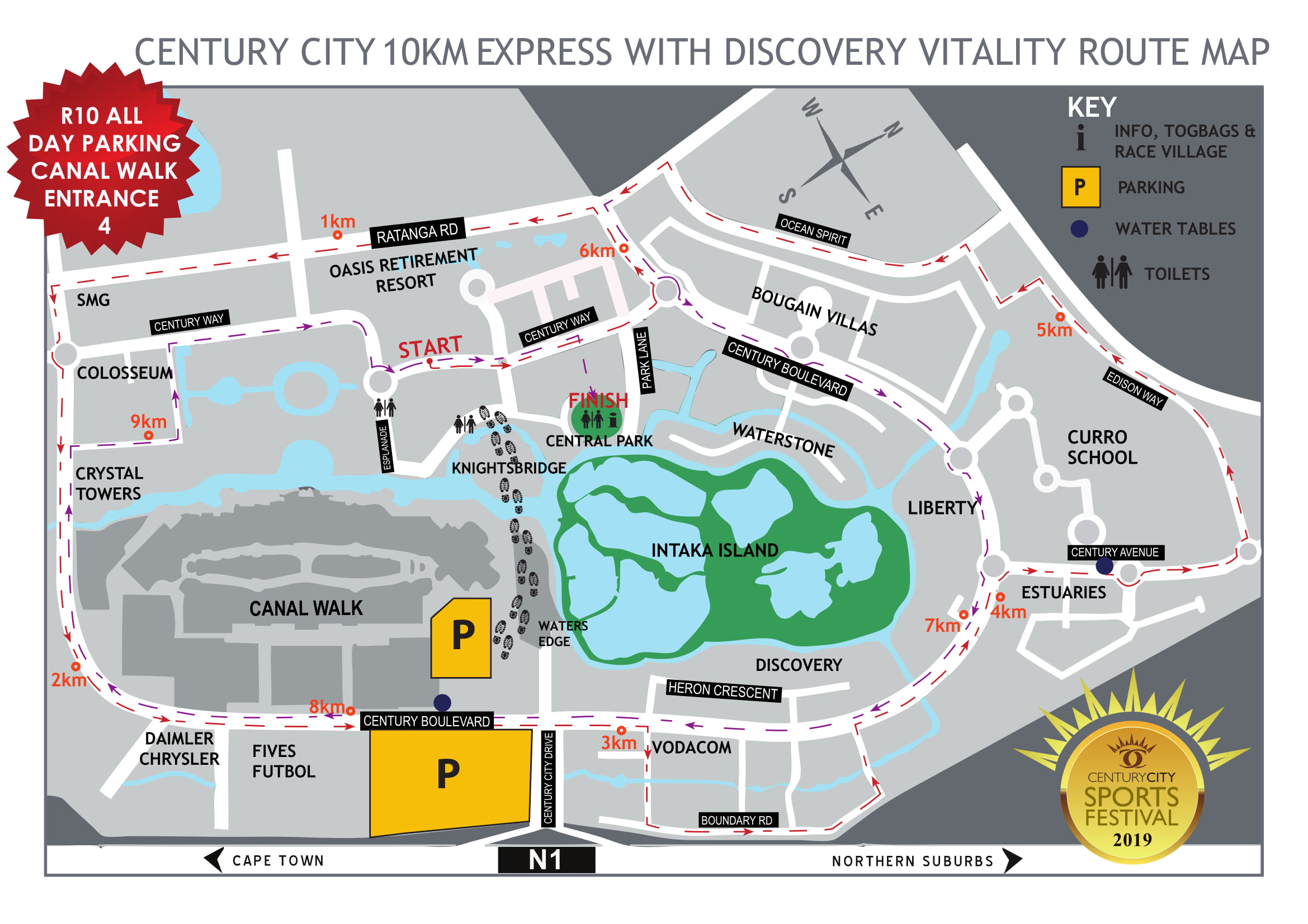 Route map — Century City 10km Express with Discovery Vitality