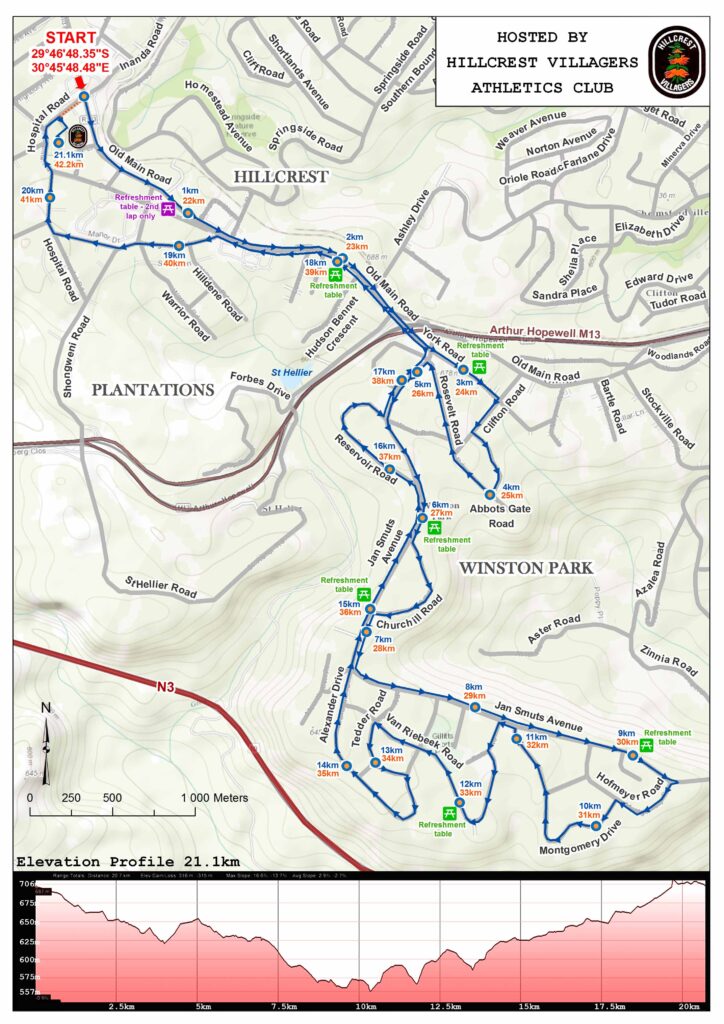 Route map — THRESHHold Hillcrest Marathon
