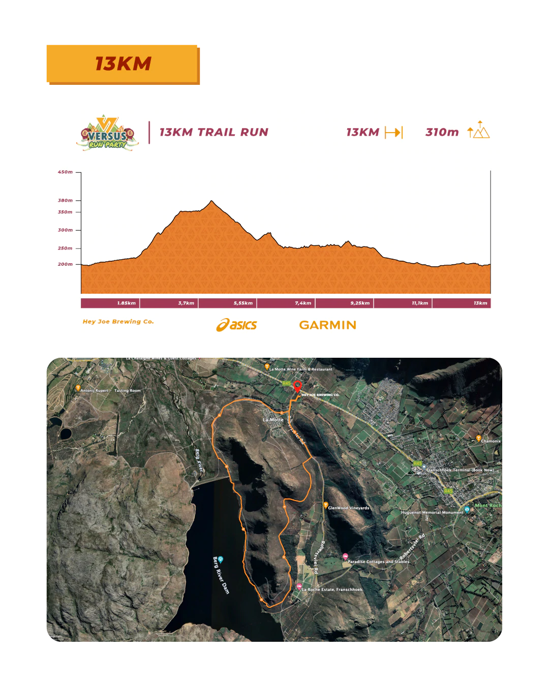 Route map — Versus Run Party 13km Trail Run