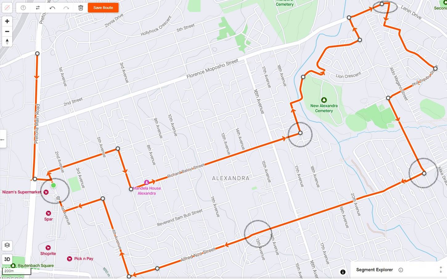 Route map — Adreach Alex 10km