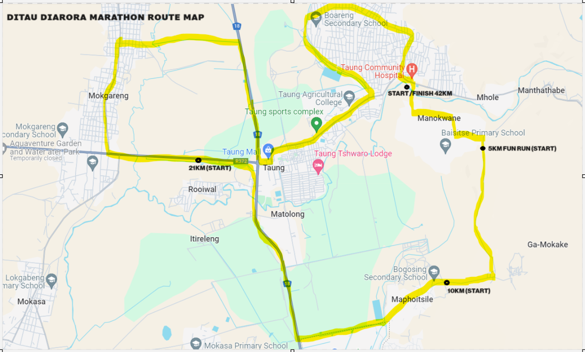Route map — Ditau Diarora Marathon