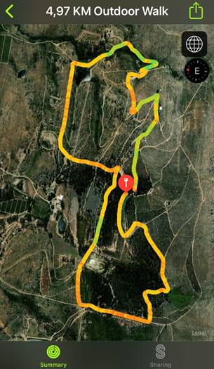 Route map — 5km Intermediate scenic farm walk/run