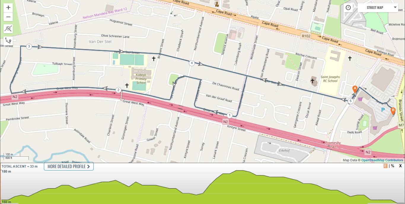 Route map — 5km Road