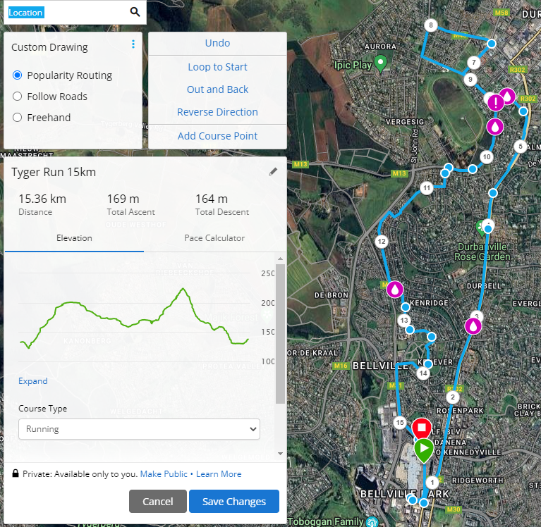 Route map — 15km Race