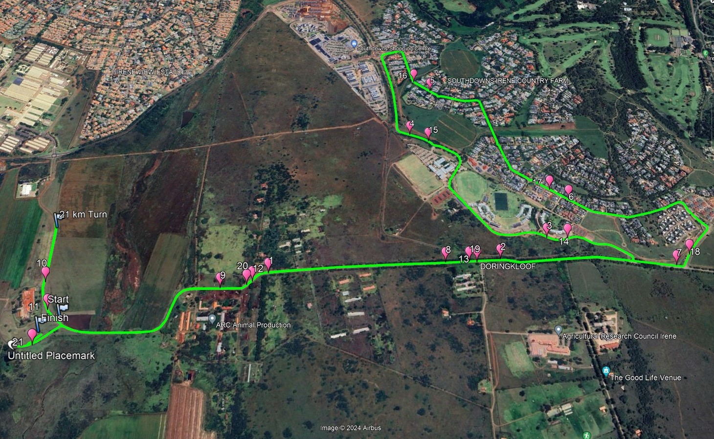 Route map — Irene Running Festival