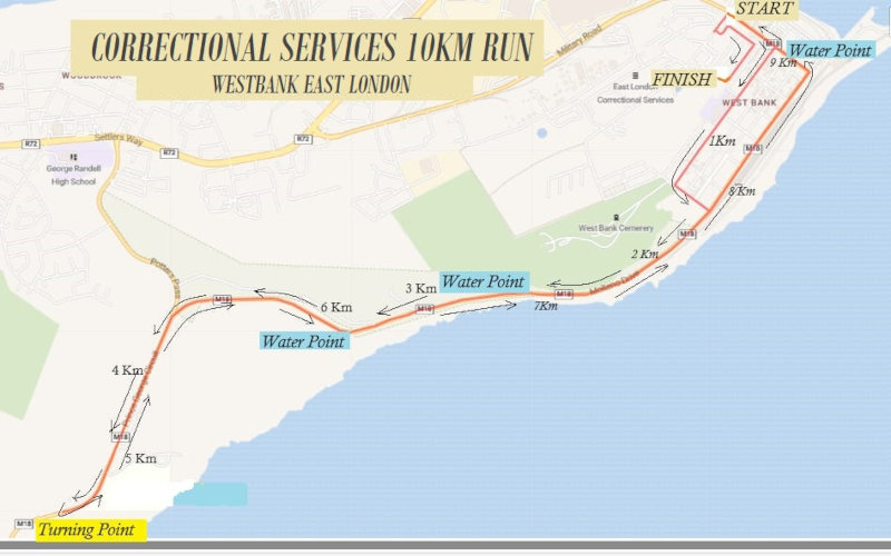 Route map — Correctional Services Border 10km