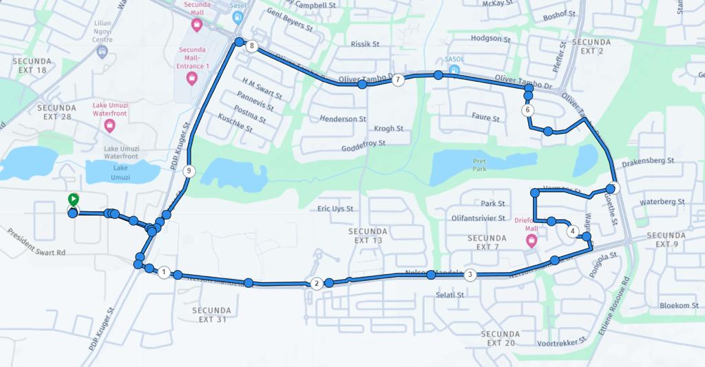 Route map — Valentine's Night Race