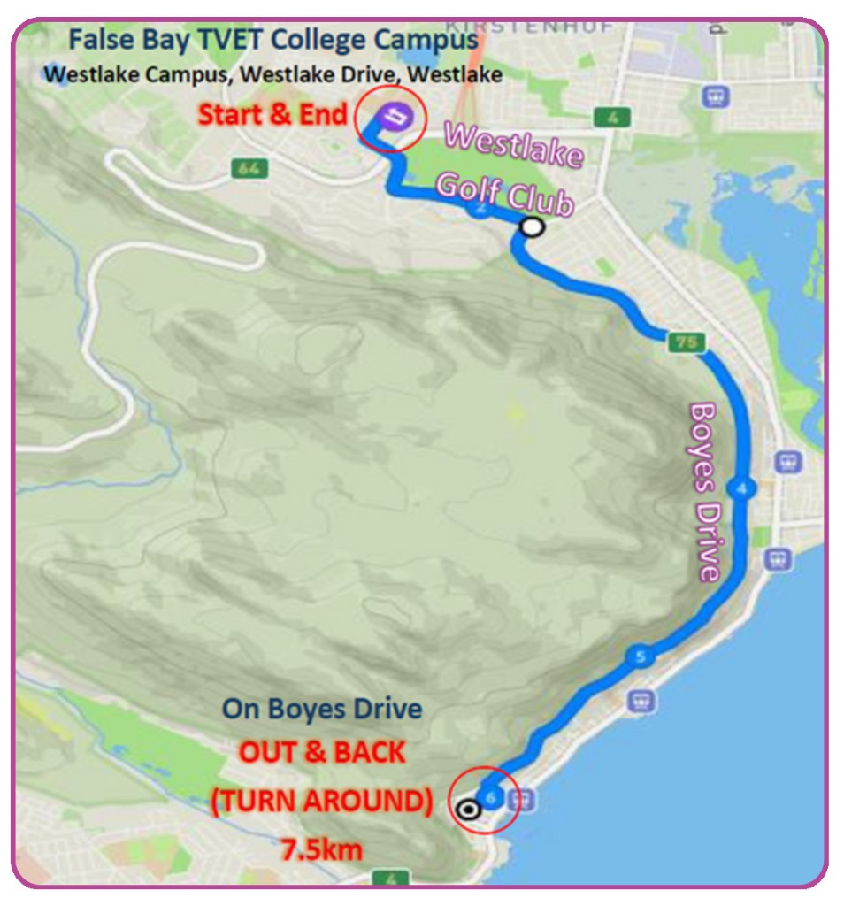Route map — ZAC Boyes Drive Classic 15km