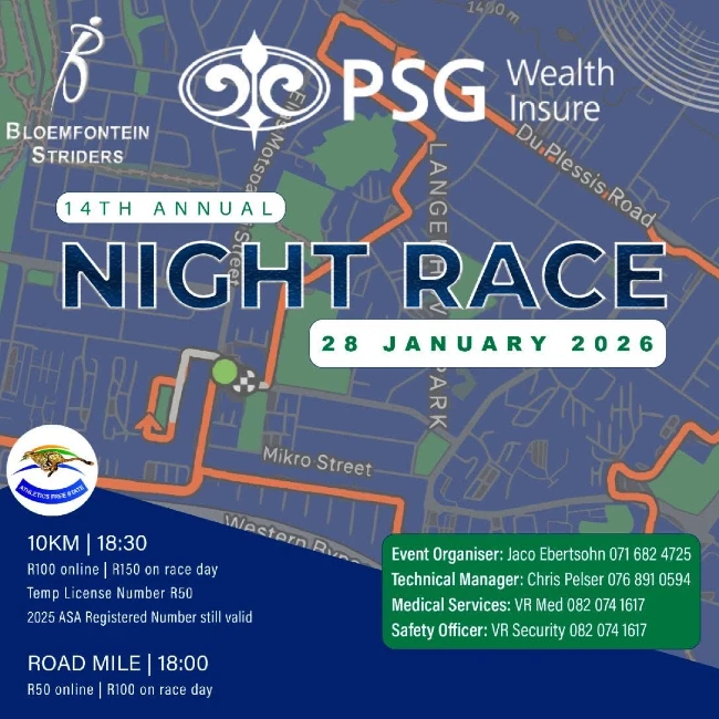 Bloemfontein Striders Night Race logo