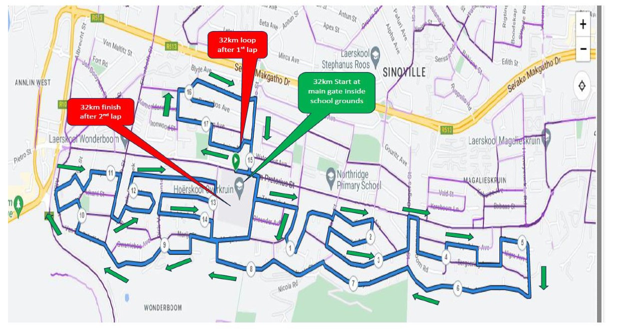 Route map — 32km Walk