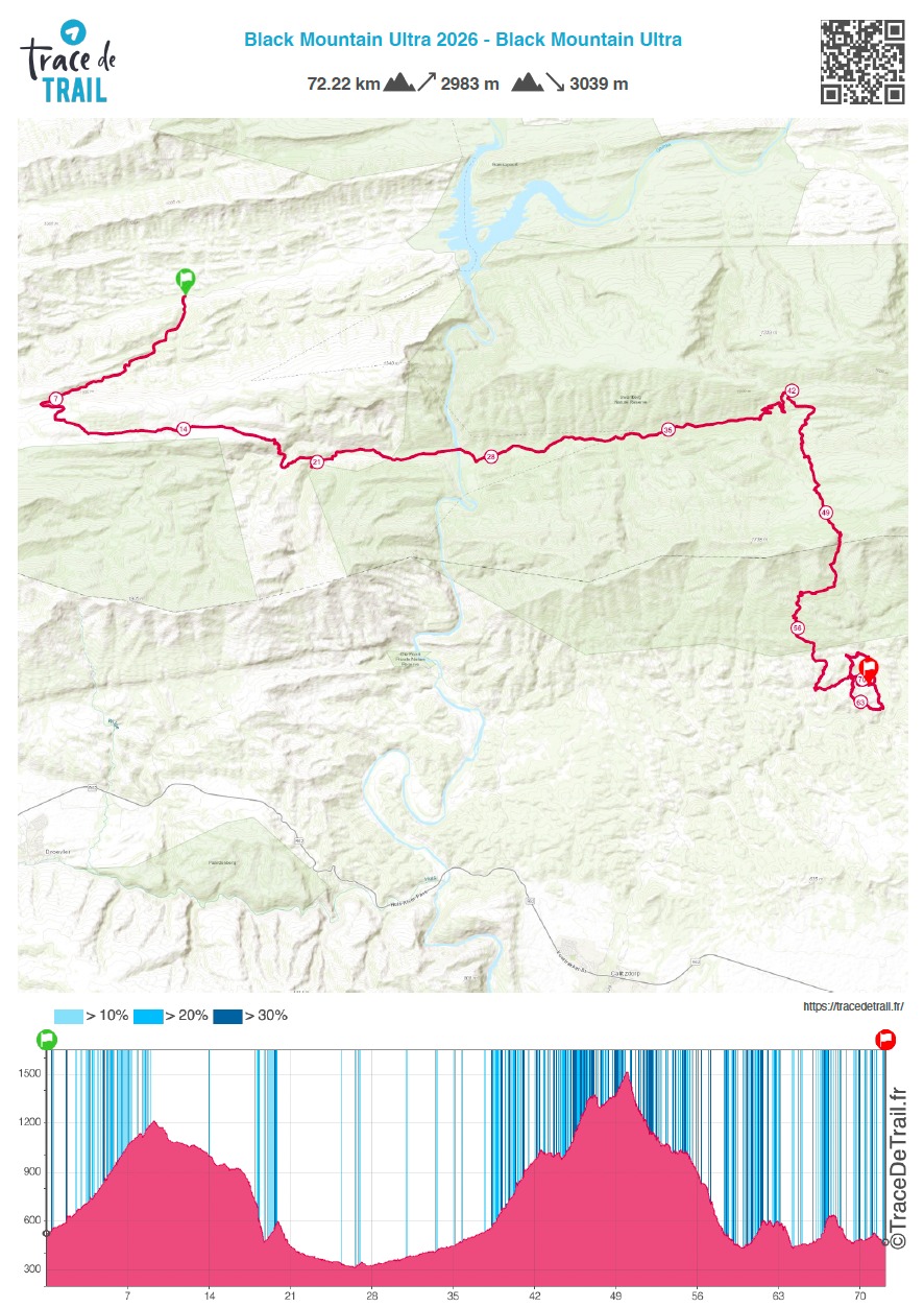 Black Mountain Ultra 2026 Route Map 73km 