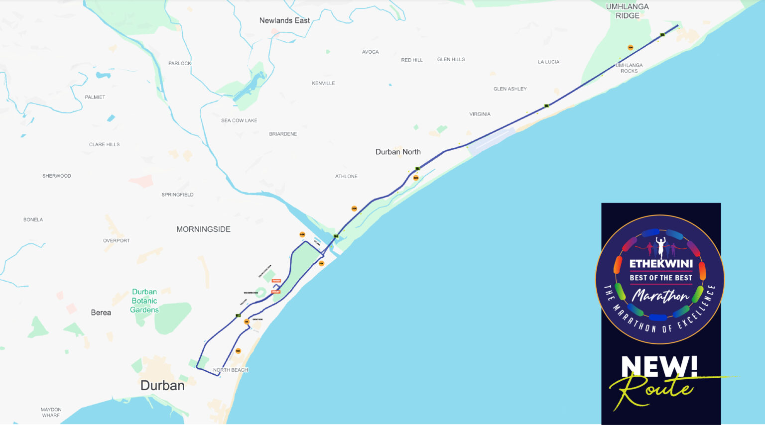 Route map — Ethekwini Best of the Best Marathon