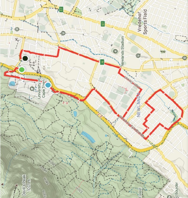 Route map — UCT 10km Memorial Run