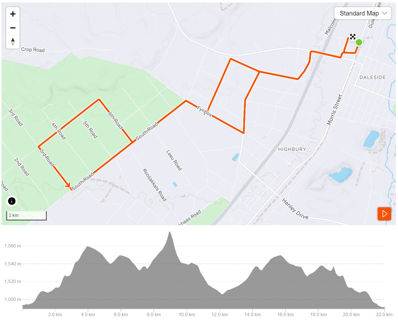 Route map — 22km Race