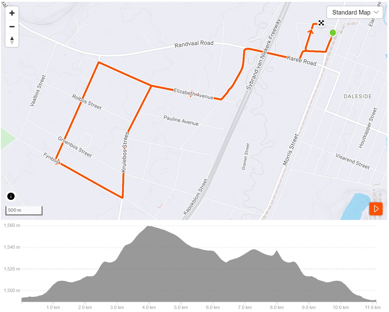 Route map — 11km Race