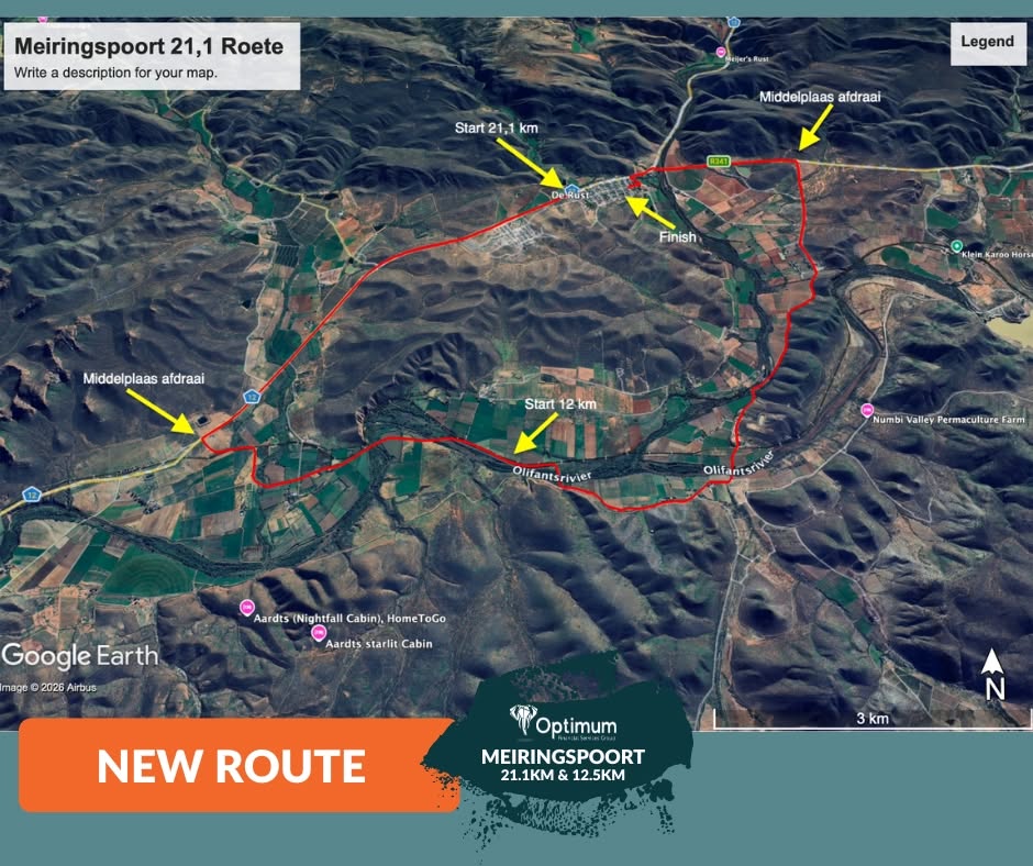 Route map — Optimum Meiringspoort Half-Marathon