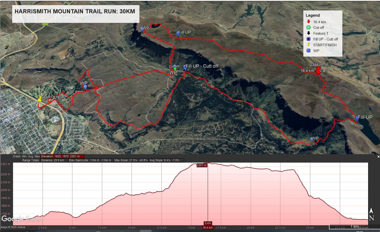 Route map — Harrismith 30km Trail Run
