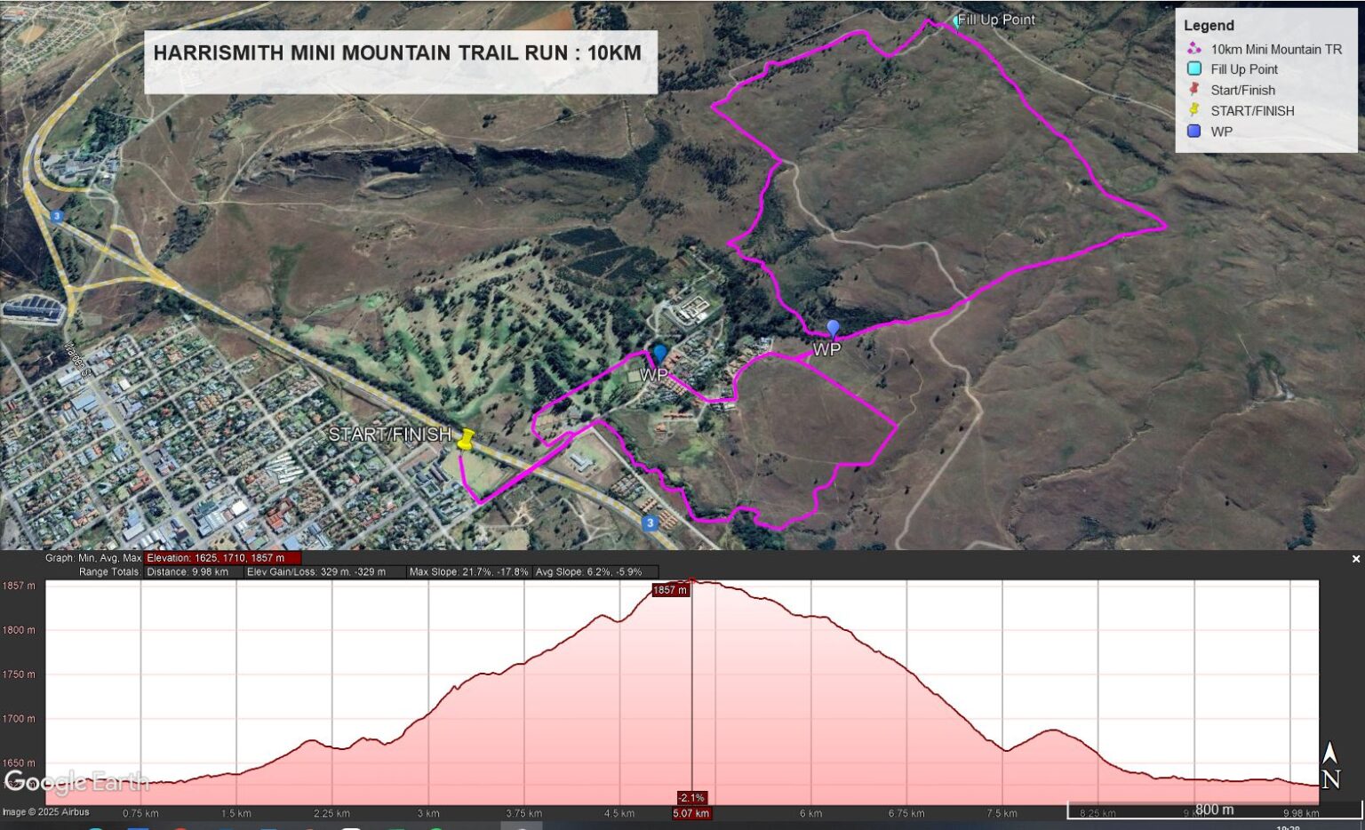 Route map — 10km MINI Mountain Trail Run