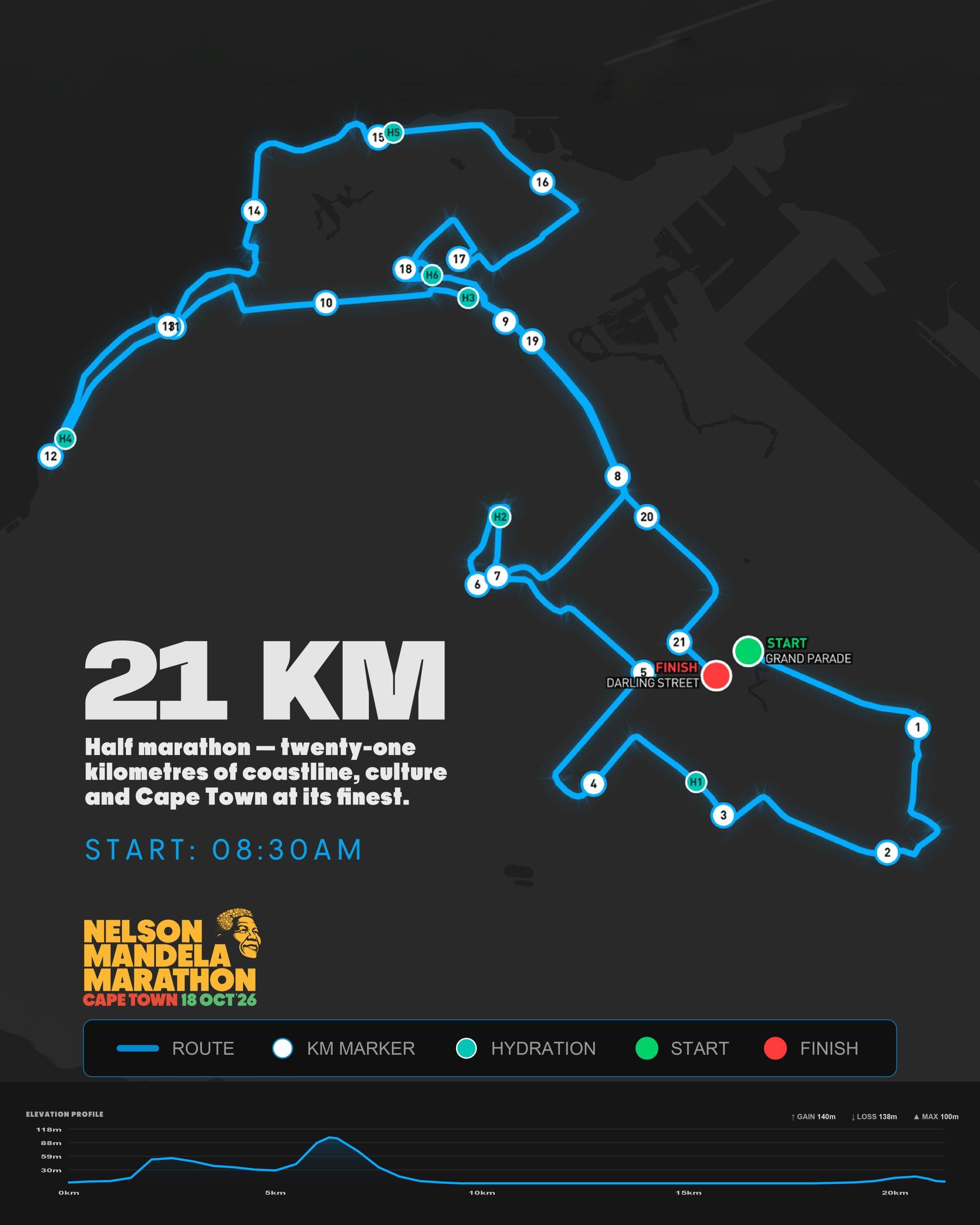 Route map — Slave Route Challenge Half-Marathon